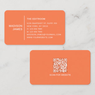 Cartão De Visita Código QR Coral Minimalista Moderno Simples