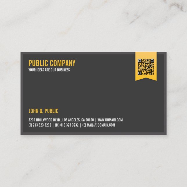 Cartão De Visita Código QR corporativo elegante (Frente)