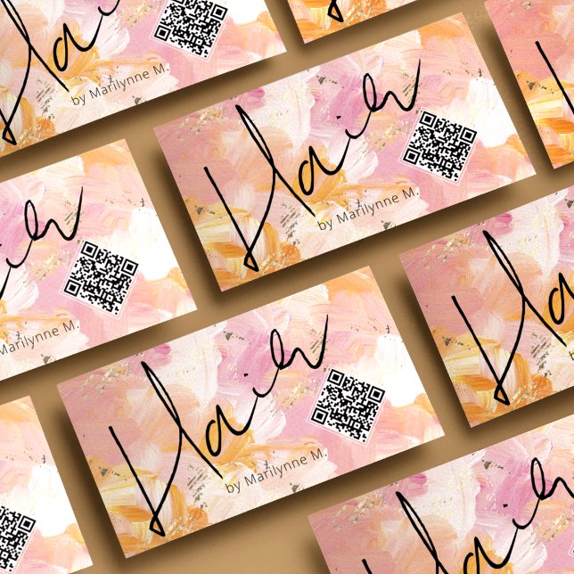 Cartão De Visita Código QR Cosmetologista Abstrato (Criador carregado)