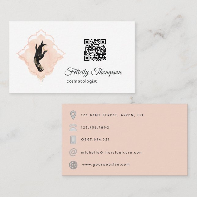 Cartão De Visita Código QR Cósmico Místico (Frente/Verso)