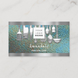 Cartão De Visita Código QR Cozinhar de Chef Pessoal - Grunge Restau