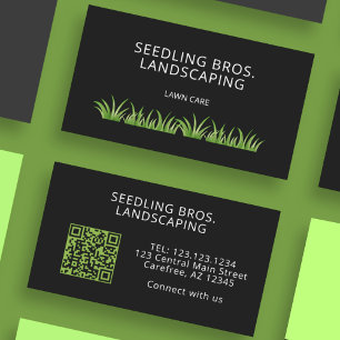 Cartão De Visita Código QR Cuidados com o Relvado Paisagismo Grama