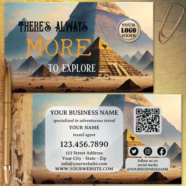 Cartão De Visita Código QR da Agência Adventure Viagem (Adventure travel agency business card)