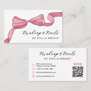 Cartão De Visita Código QR da Beleza Rosa Coquette