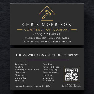 Cartão De Visita Código QR da Empresa de Construção