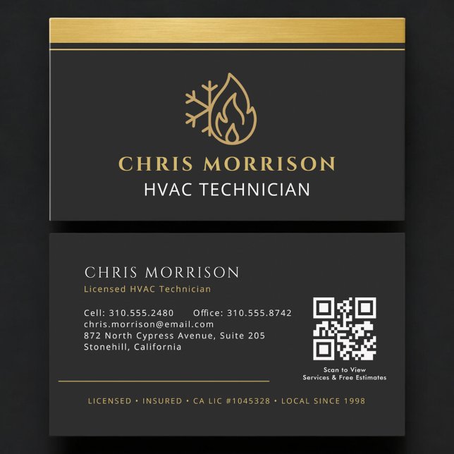 Cartão De Visita Código QR da Empresa de HVAC Profissional (Criador carregado)