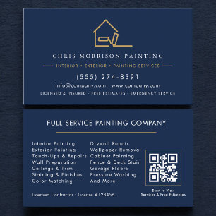 Cartão De Visita Código QR da Empresa de Pintura Profissional
