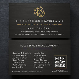 Cartão De Visita Código QR da Empresa de Serviços de HVAC Metálico