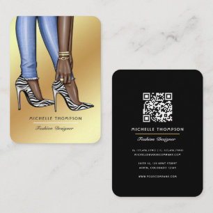 Cartão De Visita Código QR da Fashionista Zebra Glam Chic