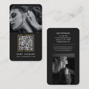 Cartão De Visita Código QR da foto, mídia social moderna sofistic