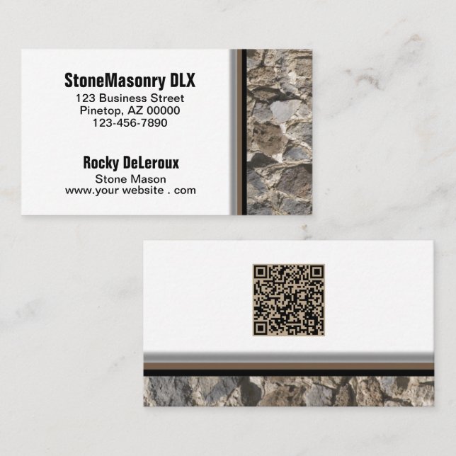 Cartão De Visita Código QR da Fronteira Rodoviária de Stonemason Pr (Frente/Verso)
