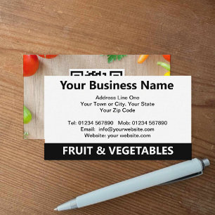 Cartão De Visita Código QR da Fruta do Greengrocer e Produtos Hort