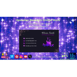 Cartão De Visita Código QR da Glitter do Marinho Roxo Elegante