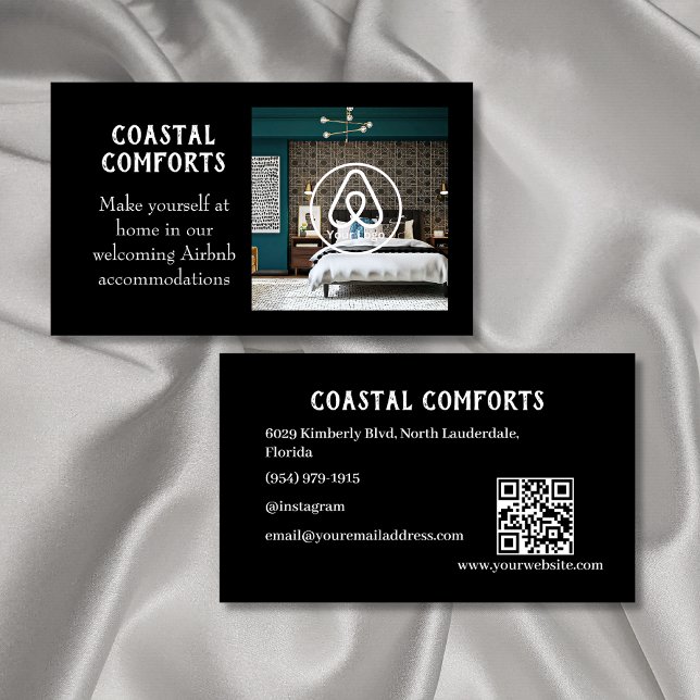 Cartão De Visita Código QR da House Rental Airbnb | DESCRIÇÃO DO CO (Criador carregado)
