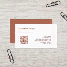 Cartão De Visita Código QR da Linha Terracotta Minimalista Clássica
