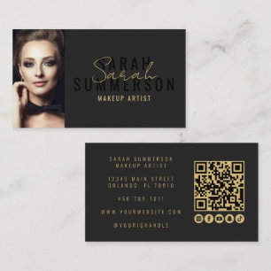 Cartão De Visita Código QR da Maquiadora Salão de Beleza Foto