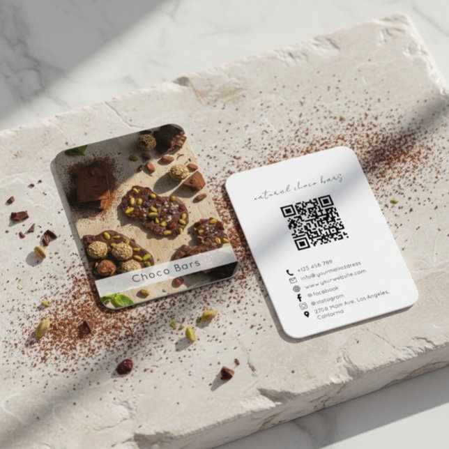 Cartão De Visita Código QR da Marca de Chocolate Artesanal Moderna  (Criador carregado)