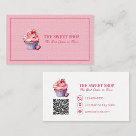 Cartão de Visita Código QR da Padaria de Cupcake R