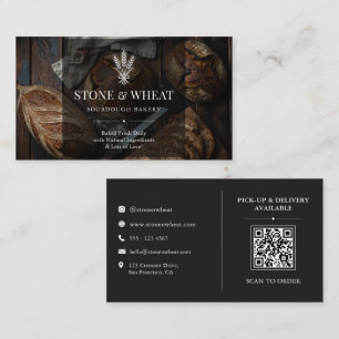 Cartão De Visita Código QR da Padaria de Sourdough Artesanal Rústic
