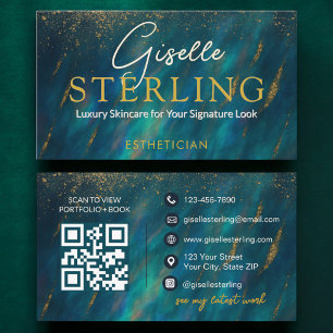 Cartão De Visita Código QR da Pedra Opala do Esteticista Glam