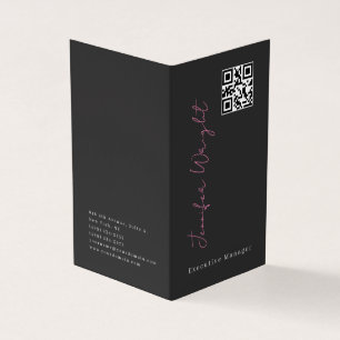 Cartão De Visita Código QR da planície da cinza moderna minimalista