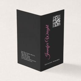 Cartão De Visita Código QR da planície da cinza moderna minimalista