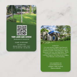 Cartão De Visita Código QR da rede Lawncare vertical Business Car