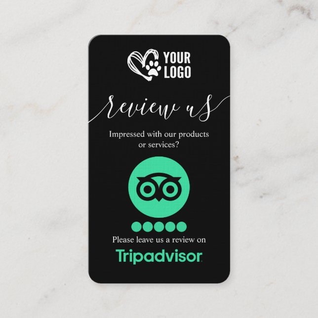 Cartão De Visita Código QR da Solicitação de Revisão do TripAdvisor (Frente)