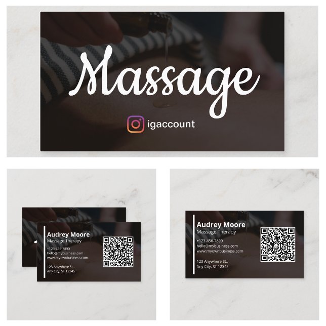 Cartão De Visita Código QR da Terapêutica de Massagem Moderna (Modern Massage Therapy QR Code Business Card
)