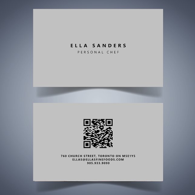 Cartão De Visita CÓDIGO QR das Cinzas de Luz Mínima Luxúria (Simple and elegant business card with QR code)