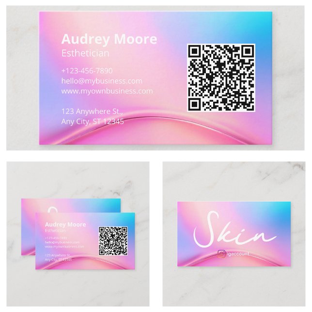 Cartão De Visita Código QR das informações sobre esteticistas (Estheticians Information QR Code Business Card
)