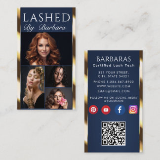 Cartão De Visita Código QR de 4 fotos para beleza / cabelo / cílios