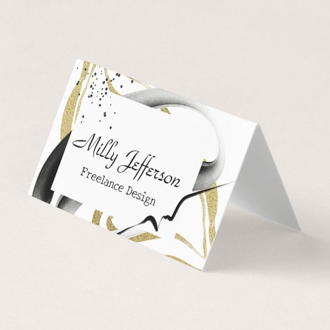 Cartão De Visita Código QR de Abstrato de Design de Freelance Doura (Frente)