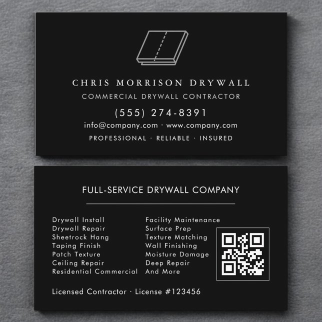 Cartão De Visita Código QR de Acabamento de Drywall Sheetrock (Criador carregado)