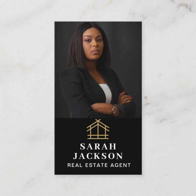 Cartão De Visita Código QR de Adição de Foto do Realtor Real Profis (Frente)