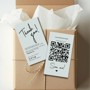 Cartão De Visita Código QR de agradecimento de pedido azul moderno