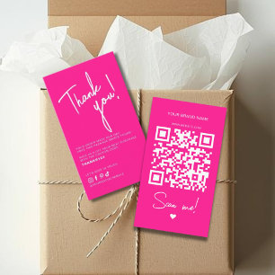 Cartão De Visita Código QR de agradecimento de pedido rosa moderno