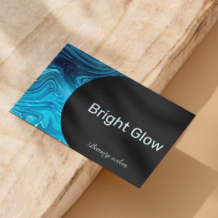 Cartão De Visita Código Qr de Aqua Estheticista Azul Iridescente