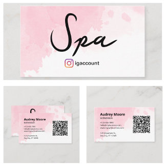 Cartão De Visita Código QR de Aquarela Estheticista de Spa