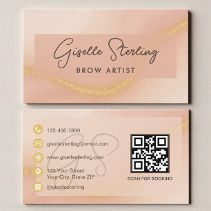 Cartão De Visita Código QR de Aquarela para Artista de Sobrancelhas