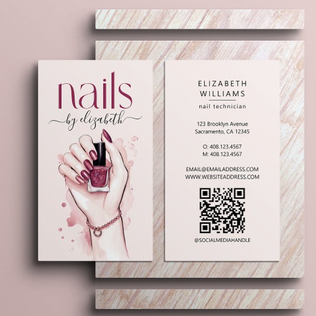 Cartão De Visita Código QR de Aquecedor de Nail Technician (Criador carregado)