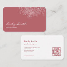 Código QR de Arte de Linha de Flor Rosa Simples Mo