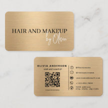 Código QR de Artista de Cabelo e Maquiagem em Ouro