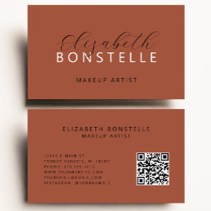Cartão De Visita Código QR de Artista de Maquiagem Elegante Terraco