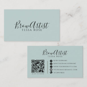 Cartão De Visita Código QR de Artista de Sobrancelhas em Azul Poeir