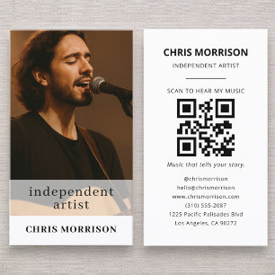 Cartão De Visita Código QR de Artista Independente com Foto