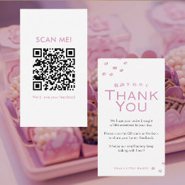 Cartão De Visita Código QR de Avaliação com Brilho Rosa Minimalista