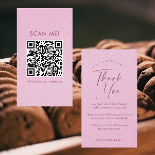 Cartão De Visita Código QR de Avaliação com Letra Elegante em Kraft