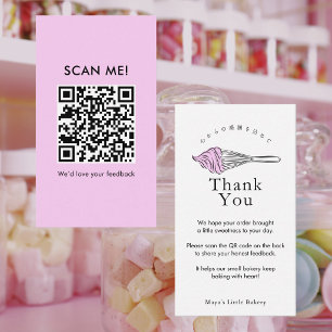 Cartão De Visita Código QR de Avaliação de Batedeira Rosa Moderna