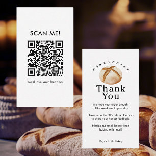 Cartão De Visita Código QR de Avaliação de Sourdough Rústico